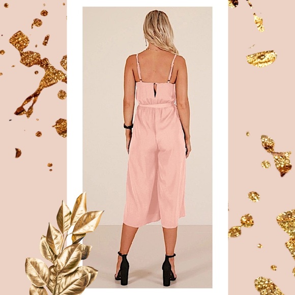 V Neck Wide Leg Capri Belted Jumpsuit NWT - Picture 4 of 8